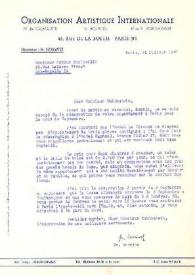 Portada:Carta dirigida a Arthur Rubinstein. París (Francia), 31-07-1947