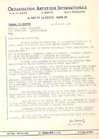 Portada:Carta dirigida a Arthur Rubinstein. París (Francia), 28-04-1948