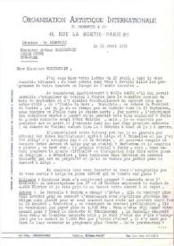 Portada:Carta dirigida a Arthur Rubinstein. París (Francia), 21-04-1951
