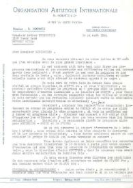 Portada:Carta dirigida a Arthur Rubinstein. París (Francia), 31-08-1951