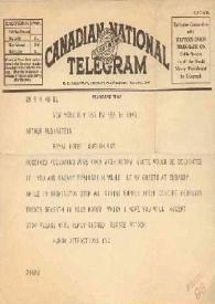 Portada:Telegrama dirigido a Arthur Rubinstein. Nueva York, 16-02-1940