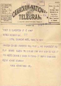 Portada:Telegrama dirigido a Arthur Rubinstein. Nueva York, 17-02-1940
