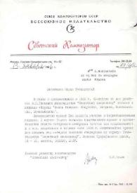 Portada:Carta dirigida a Aniela Rubinstein. Moscú, 13-01-1986
