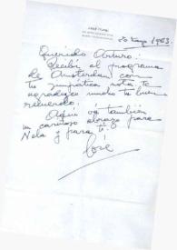 Portada:Carta dirigida a Arthur Rubinstein. Beverly Hills (California), 20-05-1963