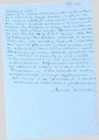 Portada:Carta dirigida a Aniela Rubinstein, 21-10-1971