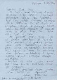 Portada:Carta dirigida a Aniela Rubinstein. Varsovia (Polonia), 07-08-1991