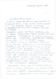 Portada:Carta dirigida a Aniela Rubinstein. Varsovia (Polonia), 17-10-1988