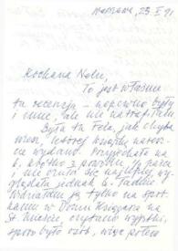 Portada:Carta dirigida a Aniela Rubinstein. Varsovia (Polonia), 23-05-1991