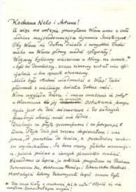 Portada:Carta dirigida a Aniela y Arthur Rubinstein. Varsovia (Polonia), 10-12-1964