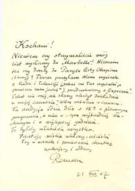 Portada:Carta dirigida a Aniela y Arthur Rubinstein. Varsovia (Polonia), 21-08-1967