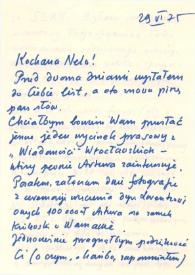 Portada:Carta dirigida a Aniela Rubinstein. Varsovia (Polonia), 29-06-1975