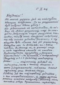 Portada:Carta dirigida a Aniela y Arthur Rubinstein. Varsovia (Polonia), 05-10-1976