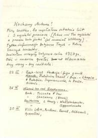 Portada:Carta dirigida a Arthur Rubinstein. Varsovia (Polonia), 10-11-1976