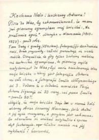 Portada:Carta dirigida a Aniela y Arthur Rubinstein. Varsovia (Polonia), 10-07-1979