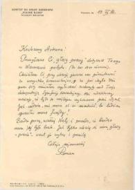 Portada:Carta dirigida a Arthur Rubinstein. Varsovia (Polonia), 19-09-1966