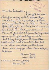 Portada:Carta dirigida a Arthur Rubinstein. Devon, 22-05-1959