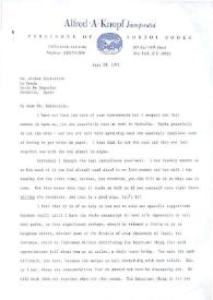 Portada:Carta dirigida a Arthur Rubinstein. Nueva York, 28-06-1971