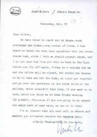 Portada:Carta dirigida a Arthur Rubinstein. Nueva York, 22-11-1972