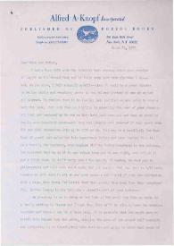 Portada:Carta dirigida a Aniela y Arthur Rubinstein. Nueva York, 22-03-1977