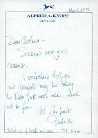 Portada:Carta dirigida a Arthur Rubinstein. Nueva York, 25-03-1980