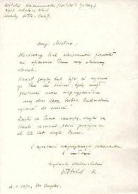 Portada:Carta dirigida a Arthur Rubinstein. Los Angeles (California), 13-02-1970