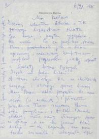 Portada:Carta dirigida a Aniela y Arthur Rubinstein. Beverly Hills (California), 28-06-1965