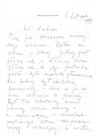 Portada:Carta dirigida a Aniela y Arthur Rubinstein, 18-11-1979