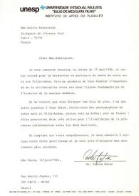 Portada:Carta dirigida a Aniela Rubinstein. Ipiranga, 10-06-1985