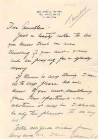 Portada:Carta dirigida a Aniela Rubinstein. Filadelfia (Pensilvania), 31-03-1931