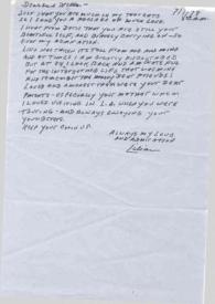 Portada:Carta dirigida a Aniela Rubinstein. Los Angeles (California), 07-07-1978