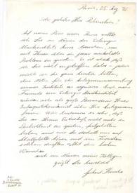 Portada:Carta dirigida a Arthur Rubinstein. París (Francia), 25-08-1976