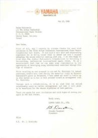 Portada:Carta dirigida a Aniela Rubinstein. Hamamatsu  (Japón), 23-05-1986