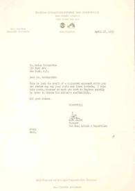 Portada:Carta dirigida a Arthur Rubinstein. Nueva York, 14-04-1955