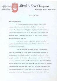 Portada:Carta dirigida a Aniela y Arthur Rubinstein. Nueva York, 02-01-1958