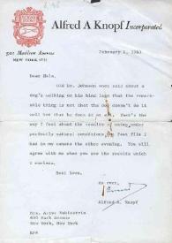 Portada:Carta dirigida a Aniela Rubinstein. Nueva York, 01-02-1961