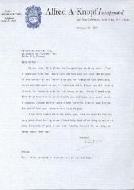 Portada:Carta dirigida a Arthur Rubinstein. Nueva York, 26-10-1971