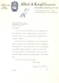 Portada:Carta dirigida a Arthur Rubinstein. Nueva York, 28-03-1973