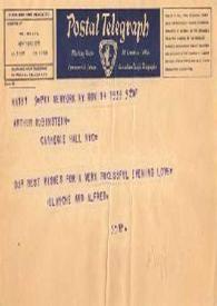 Portada:Telegrama dirigido a Arthur Rubinstein. Nueva York, 14-11-1939