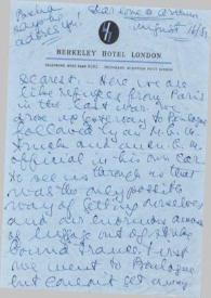 Portada:Carta dirigida a Aniela Rubinstein. Londres (Inglaterra), 16-08-1953