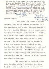 Portada:Carta dirigida a Aniela Rubinstein. Santa Mónica (California), 19-08-1954