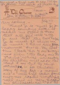Portada:Carta dirigida a Aniela Rubinstein. La Jolla (California), 03-07-1955