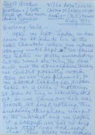 Portada:Carta dirigida a Aniela Rubinstein. Anglet (Francia), 09-07-1959