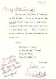 Portada:Carta dirigida a Aniela y Arthur Rubinstein. Anglet (Francia), 27-07-1959