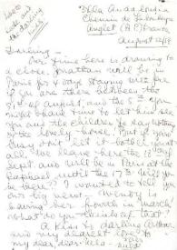 Portada:Carta dirigida a Aniela Rubinstein. Anglet (Francia), 22-08-1959