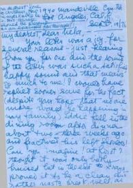 Portada:Carta dirigida a Aniela Rubinstein. Los Angeles (California), 19-09-1976