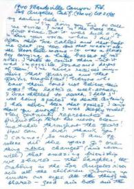 Portada:Carta dirigida a Aniela Rubinstein. Los Angeles (California), 25-10-1988