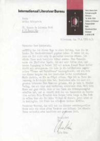 Portada:Carta dirigida a Arthur Rubinstein. Hilversum (Holanda), 11-08-1976