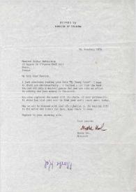 Portada:Carta dirigida a Arthur Rubinstein, 28-10-1974