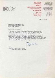 Portada:Carta dirigida a Arthur Rubinstein. Jerusalén (Israel), 23-05-1978