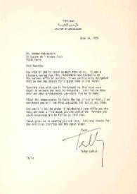 Portada:Carta dirigida a Arthur Rubinstein. Jerusalén (Israel), 14-06-1978